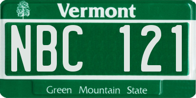 VT license plate NBC121