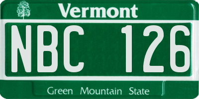 VT license plate NBC126