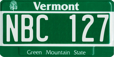 VT license plate NBC127