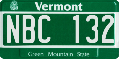 VT license plate NBC132