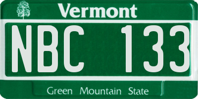 VT license plate NBC133