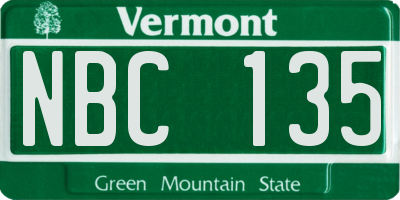 VT license plate NBC135