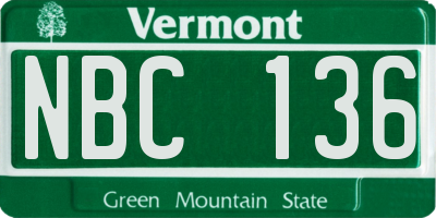 VT license plate NBC136