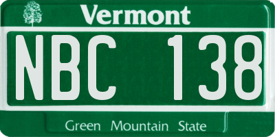 VT license plate NBC138