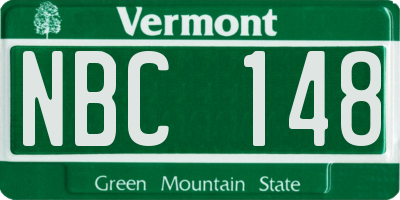 VT license plate NBC148