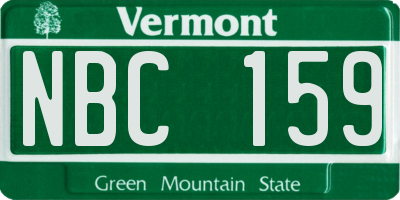 VT license plate NBC159