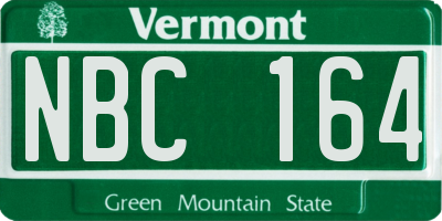 VT license plate NBC164