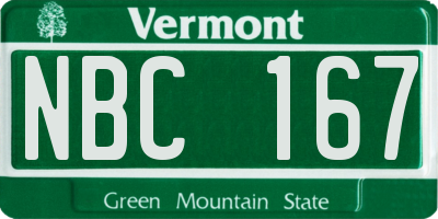 VT license plate NBC167