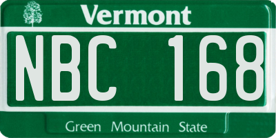 VT license plate NBC168