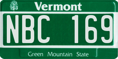 VT license plate NBC169
