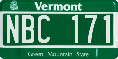 VT license plate NBC171