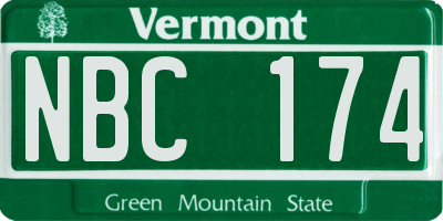 VT license plate NBC174