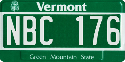 VT license plate NBC176