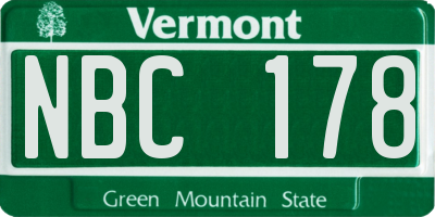 VT license plate NBC178