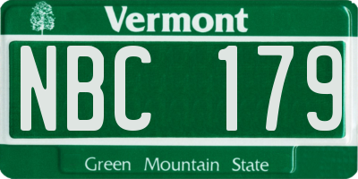 VT license plate NBC179