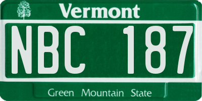 VT license plate NBC187