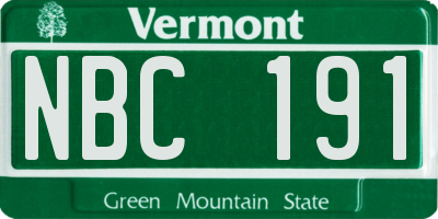 VT license plate NBC191
