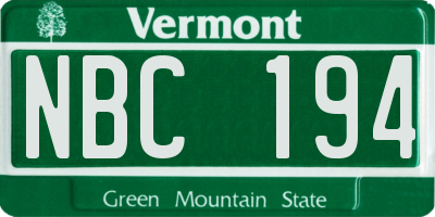 VT license plate NBC194