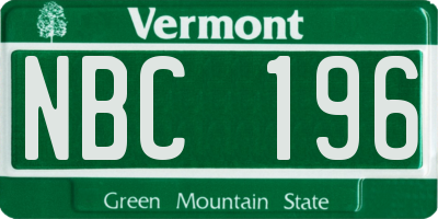 VT license plate NBC196
