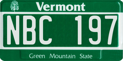 VT license plate NBC197