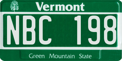 VT license plate NBC198