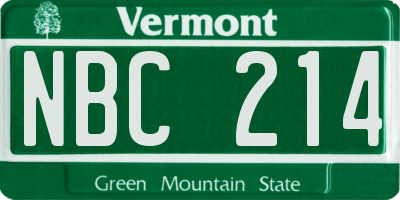 VT license plate NBC214