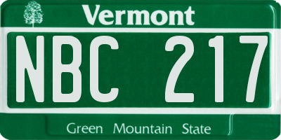 VT license plate NBC217