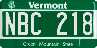 VT license plate NBC218