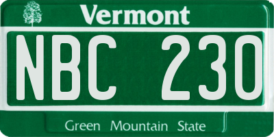 VT license plate NBC230