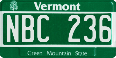 VT license plate NBC236