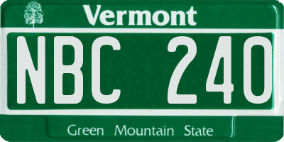 VT license plate NBC240