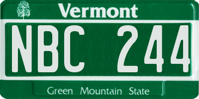 VT license plate NBC244