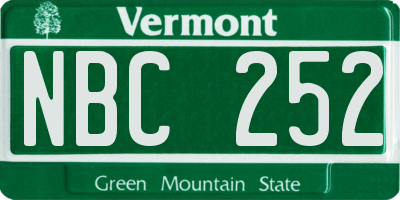 VT license plate NBC252