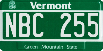 VT license plate NBC255
