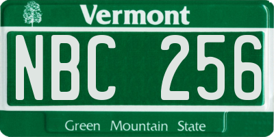 VT license plate NBC256