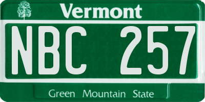 VT license plate NBC257