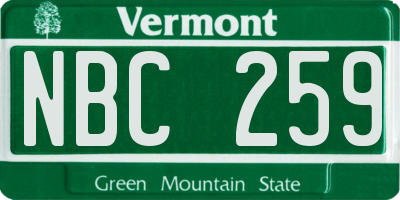 VT license plate NBC259