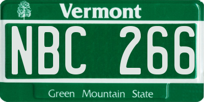 VT license plate NBC266