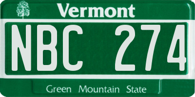 VT license plate NBC274