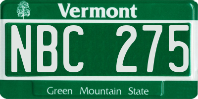 VT license plate NBC275