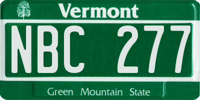 VT license plate NBC277
