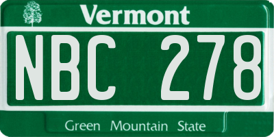 VT license plate NBC278