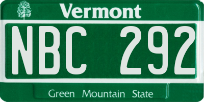 VT license plate NBC292