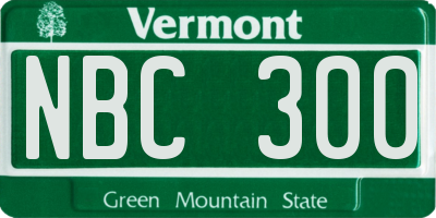 VT license plate NBC300