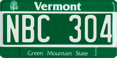 VT license plate NBC304