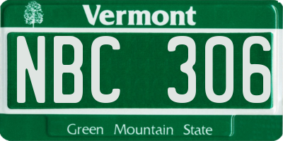 VT license plate NBC306