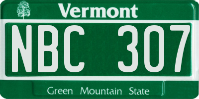 VT license plate NBC307