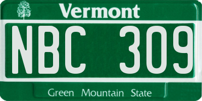 VT license plate NBC309