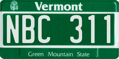 VT license plate NBC311