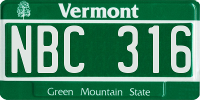 VT license plate NBC316